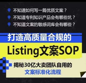 打造高质量合规的Listing文案SOP,掌握亚马逊文案工作的标准化|淘骐网赚资源库