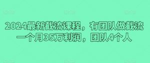 2024最新截流课程，有团队做截流一个月35万利润，团队4个人|淘骐网赚资源库