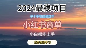 2024最稳蓝海项目,小红书商单项目,没有之一【揭秘】|淘骐网赚资源库