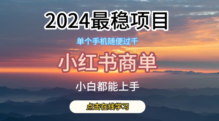 2024最稳蓝海项目,小红书商单项目,没有之一【揭秘】|淘骐网赚资源库