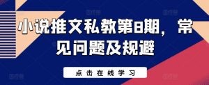 小说推文私教第8期，常见问题及规避|淘骐网赚资源库
