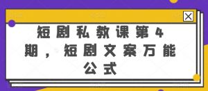 短剧私教课第4期，短剧文案万能公式【揭秘】|淘骐网赚资源库