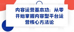 内容运营基本功:从零开始掌握内容型平台运营核心方法论|淘骐网赚资源库