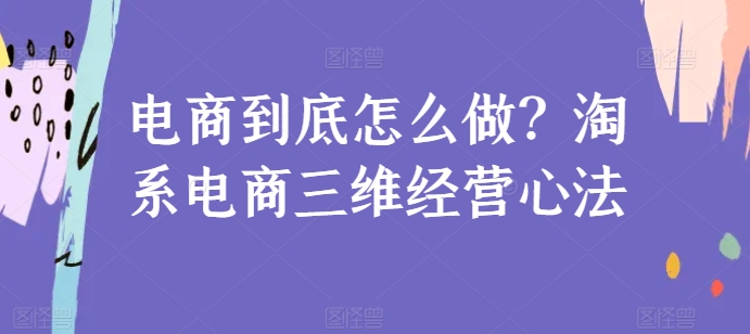 电商到底怎么做?淘系电商三维经营心法|淘骐网赚资源库