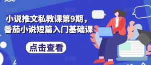 小说推文私教课第9期,番茄小说短篇入门基础课-第一资源库