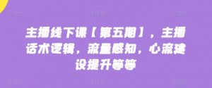 主播线下课【第五期】,主播话术逻辑,流量感知,心流建设提升等等|淘骐网赚资源库