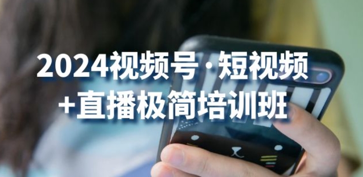 2024视频号·短视频+直播极简培训班:抓住视频号风口,流量红利|淘骐网赚资源库