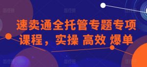 速卖通全托管专题专项课程,实操 高效 爆单|淘骐网赚资源库