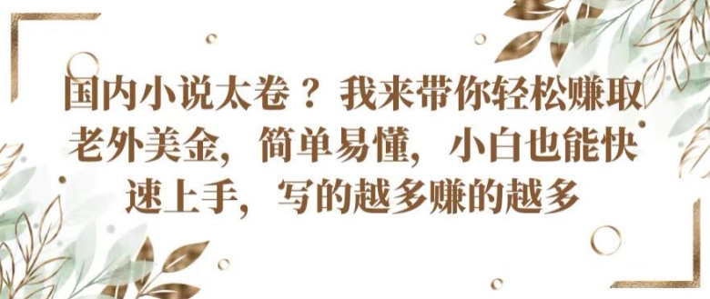 国内小说太卷 ?带你轻松赚取老外美金,简单易懂,小白也能快速上手,写的越多赚的越多【揭秘】|第一资源库