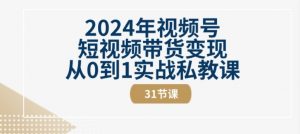 2024年视频号短视频带货变现从0到1实战私教课(31节视频课)|淘骐网赚资源库