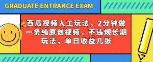 西瓜视频写字玩法,2分钟做一条纯原创视频,不违规长期玩法,单日收益几张|淘骐网赚资源库