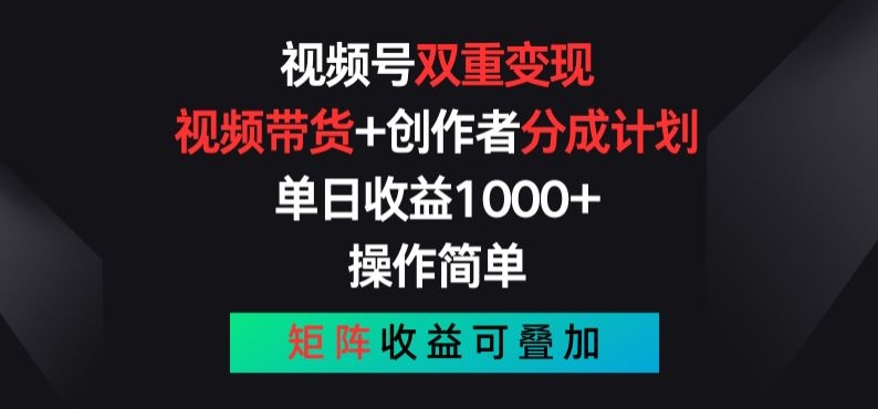 视频号双重变现,视频带货+创作者分成计划 , 操作简单,矩阵收益叠加【揭秘】|淘骐网赚资源库