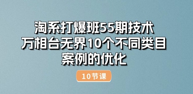 淘系打爆班55期技术:万相台无界10个不同类目案例的优化(10节)|淘骐网赚资源库