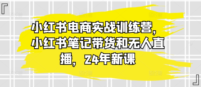 小红书电商实战训练营,小红书笔记带货和无人直播,24年新课|淘骐网赚资源库
