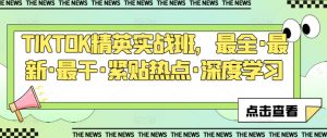 TIKTOK精英实战班,最全·最新·最干·紧贴热点·深度学习|淘骐网赚资源库