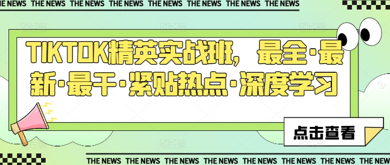TIKTOK精英实战班,最全·最新·最干·紧贴热点·深度学习|淘骐网赚资源库