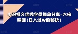 小说推文优秀学员爆单分享-大宋映画【日入过W的秘诀】|淘骐网赚资源库