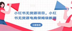 小红书无货源项目，小红书无货源电商保姆级教程【揭秘】|淘骐网赚资源库