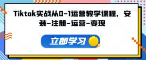 Tiktok实战从0-1运营教学课程,安装-注册-运营-变现|淘骐网赚资源库