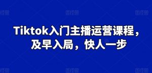 Tiktok入门主播运营课程,及早入局,快人一步|淘骐网赚资源库