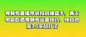 视频号直播带货投放操盘手，两天带你吃透视频号运营技巧，纯自然流3.0实战打法|淘骐网赚资源库