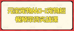元宝宠物从0~1宠物短视频带货实战课|淘骐网赚资源库