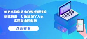 手把手教你从小白变成赚钱的创业博主,打造超级个人ip,实现自由职业梦|淘骐网赚资源库