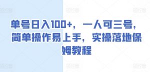 单号日入100+，一人可三号，简单操作易上手，实操落地保姆教程【揭秘】|淘骐网赚资源库