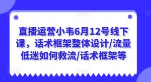 直播运营小韦6月12号线下课，话术框架整体设计/流量低迷如何救流/话术框架等|淘骐网赚资源库