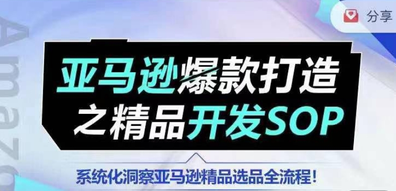 【训练营】亚马逊爆款打造之精品开发SOP，系统化洞察亚马逊精品选品全流程|淘骐网赚资源库