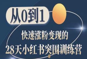 28天小红书突围训练营,从0到1快速涨粉变现|淘骐网赚资源库
