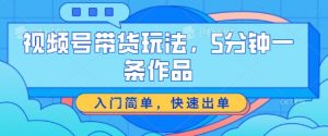 视频号带货玩法，5分钟一条作品，入门简单，快速出单【揭秘】|淘骐网赚资源库