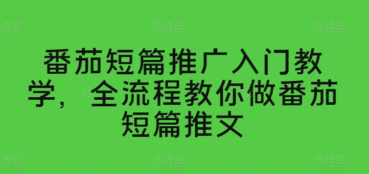 番茄短篇推广入门教学，全流程教你做番茄短篇推文|淘骐网赚资源库