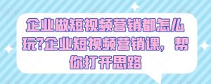 企业做短视频营销都怎么玩?企业短视频营销课,帮你打开思路|淘骐网赚资源库