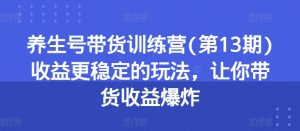 养生号带货训练营(第13期)收益更稳定的玩法,让你带货收益爆炸|淘骐网赚资源库