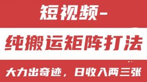 短视频分成计划，纯搬运矩阵打法，大力出奇迹，小白无脑上手，日收入两三张【揭秘】|淘骐网赚资源库