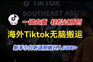 海外Tiktok短视频无脑搬运,一键去重轻松过原创,新手小白听话照做日入几张【揭秘】|淘骐网赚资源库