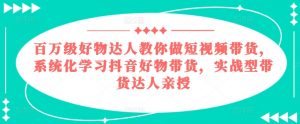 百万级好物达人教你做短视频带货,系统化学习抖音好物带货,实战型带货达人亲授|淘骐网赚资源库