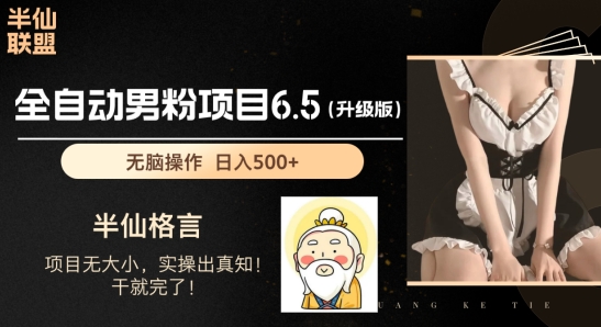 男粉项目6.5升级版,全自动男粉项目,日收入1K+【揭秘】|淘骐网赚资源库