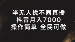 半无人找不同直播，月入7000+，操作简单 全民可做【揭秘】|淘骐网赚资源库