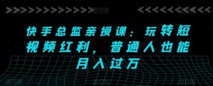 快手总监亲授课:玩转短视频红利,普通人也能月入过万|淘骐网赚资源库