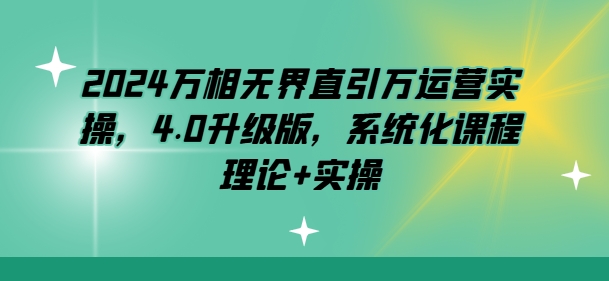 2024万相无界直引万运营实操,4.0升级版,系统化课程 理论+实操|淘骐网赚资源库