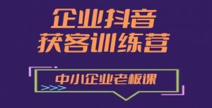 企业抖音营销获客增长训练营，中小企业老板必修课|淘骐网赚资源库