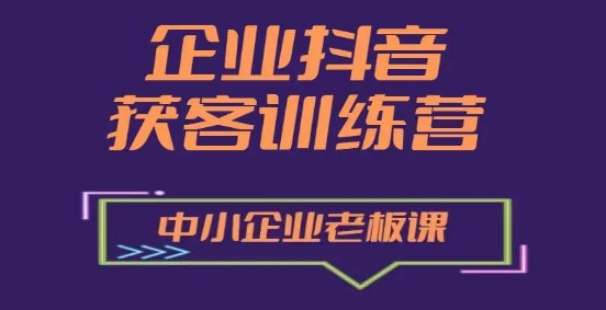 企业抖音营销获客增长训练营,中小企业老板必修课|淘骐网赚资源库