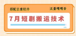7月最新短剧搬运技术，搭配去重软件操作|淘骐网赚资源库