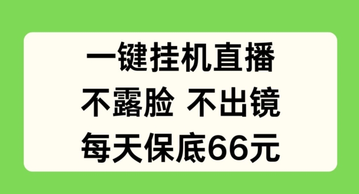 一键挂JI直播，不露脸不出境，每天保底66元【揭秘】|淘骐网赚资源库