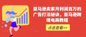 亚马逊卖家月利润百万的广告打法秘诀，亚马逊跨境电商教程|淘骐网赚资源库