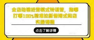 全店动销经营模式特训营,指哪打哪100%精准拉新保姆式起店实操课程|淘骐网赚资源库