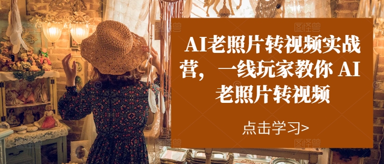 AI老照片转视频实战营，一线玩家教你AI老照片转视频|淘骐网赚资源库