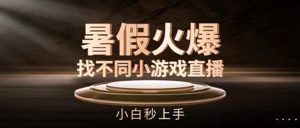 暑假火爆找不同小游戏直播间,小白秒上手【揭秘】|淘骐网赚资源库